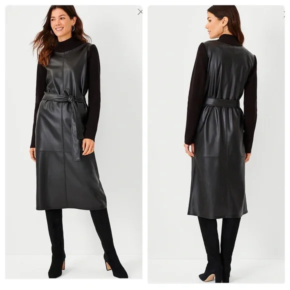 Ann Taylor | Dresses | Ann Taylor Faux Leather Mixed Media Sweater Dress |  Poshmark
